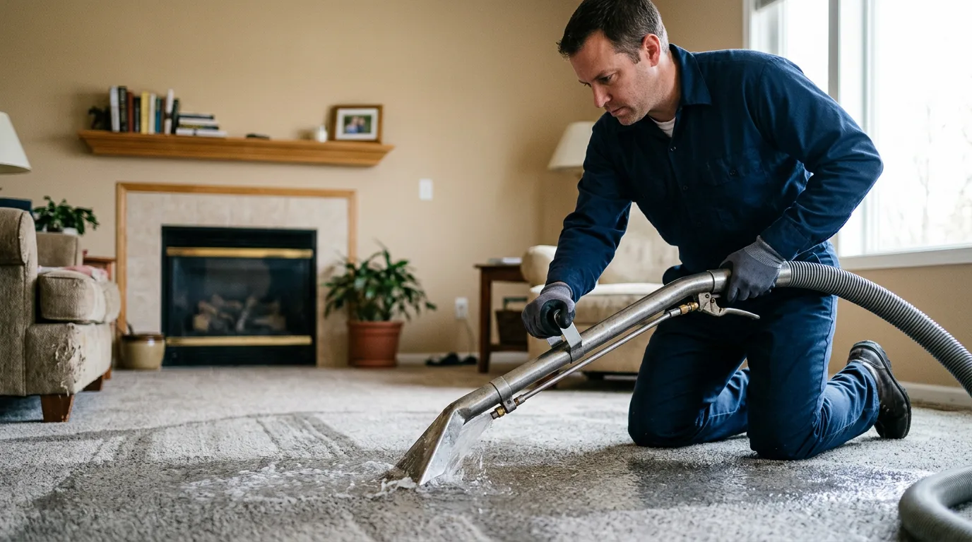 Water damage restoration technician working near Stockertown, PA